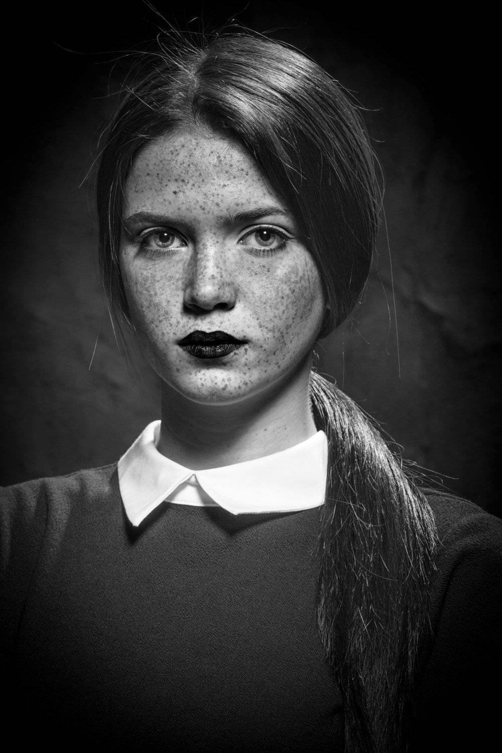 веснушки, девушка, портрет, чб, девушка,, Дмитрий Александров