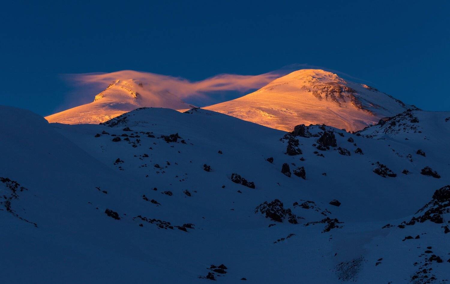 Эльбрус, горы, закат, облако, вершина, Павел Попов