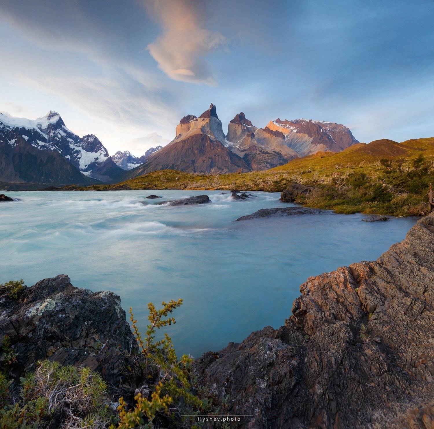 закат, пейзаж, природа, торрес дель пане, чили, национальный парк, патагония, квадрат, Dmitry Ilyshev