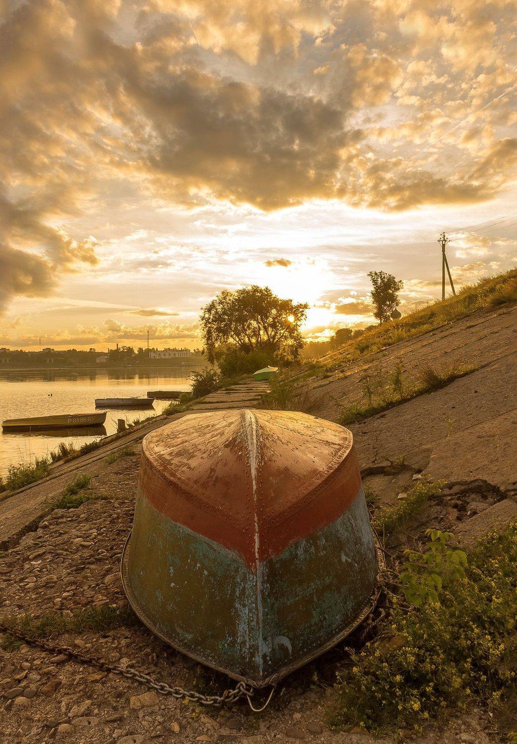углич, лодка, рассвет, волга, река, Дмитриев Алексей