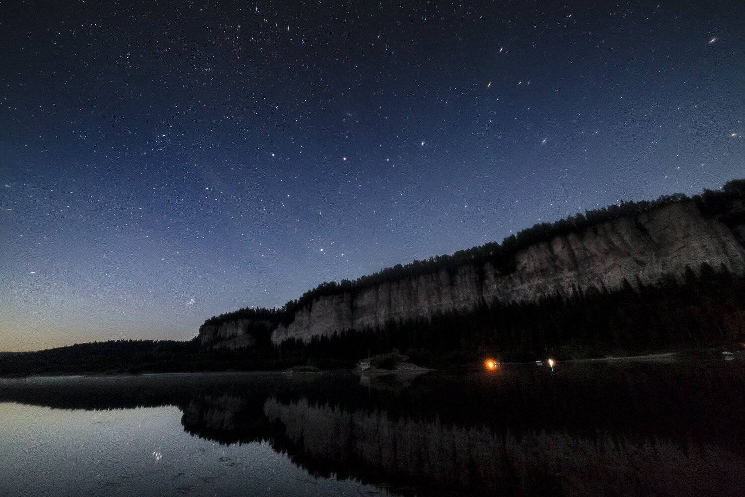 звезды, река, ночь, скалы, Пермский край, Савицкий Ян