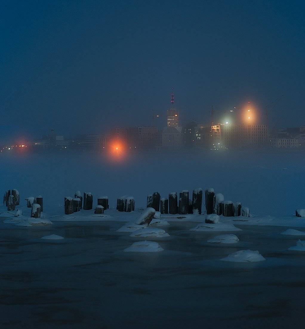 зима, город, туман, утро, холод, мороз, снег, Иван Митюшев