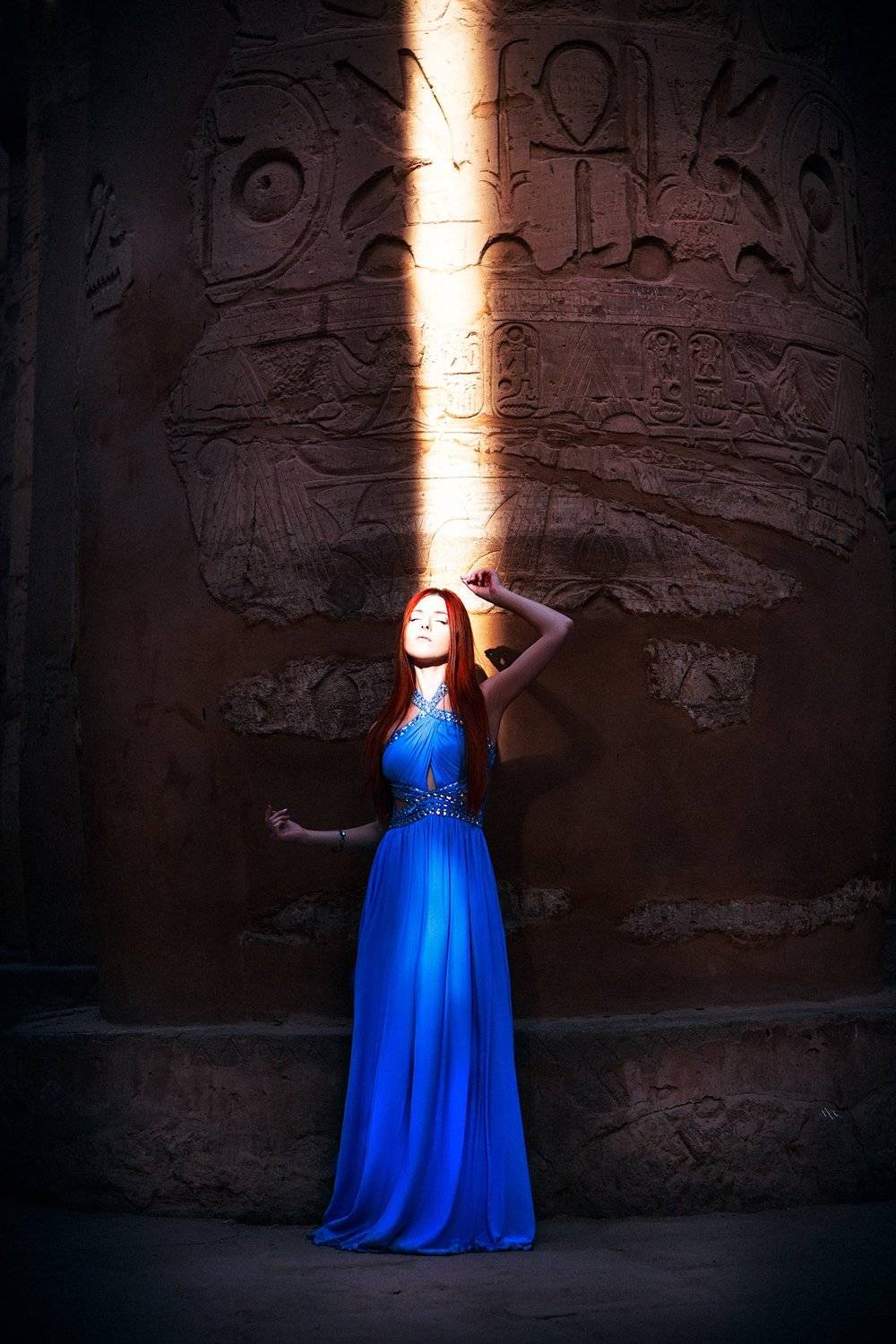 woman, portrait, egypt, temple, dress, mood, sun ray, Руслан Болгов (Axe)