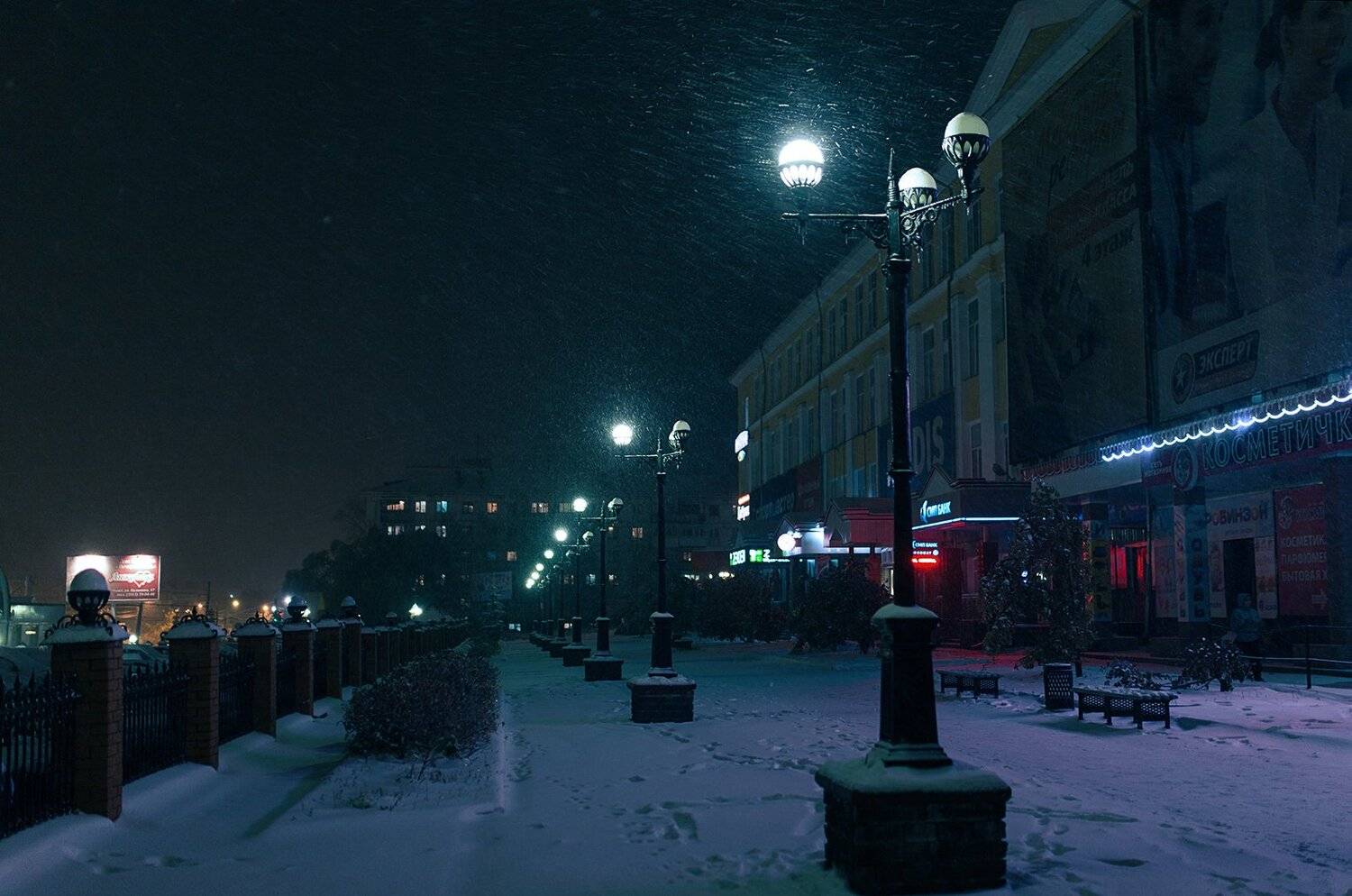 улица, город, фонари. снег, метель, Евгений Толкачёв