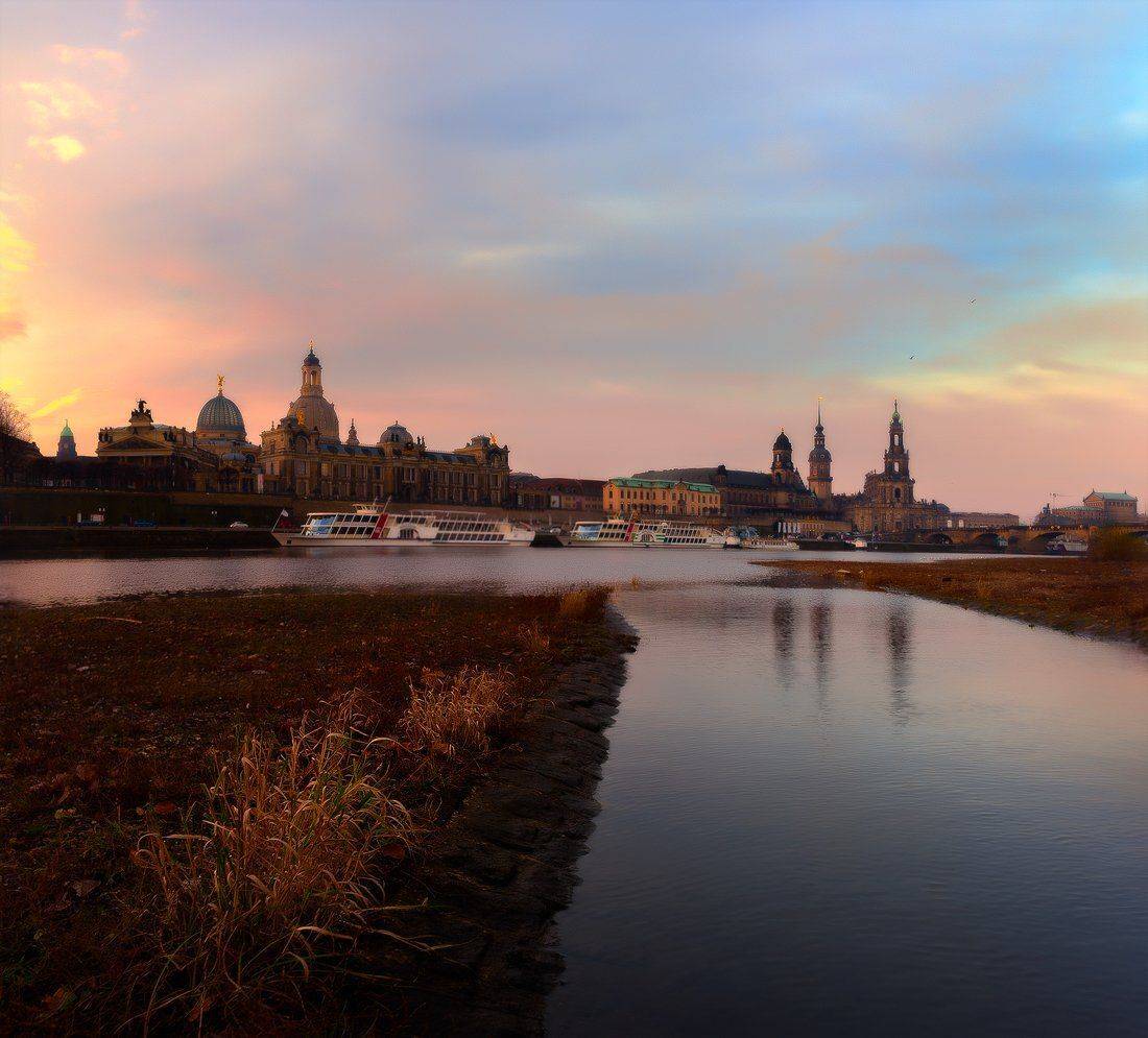 город, утро, пейзаж, дрезден, dresden, рассвет, Иван Митюшев