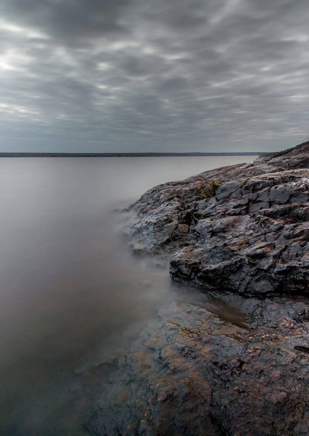 берег, скалы, вода, длинная выдержка, Михаил Проскалов