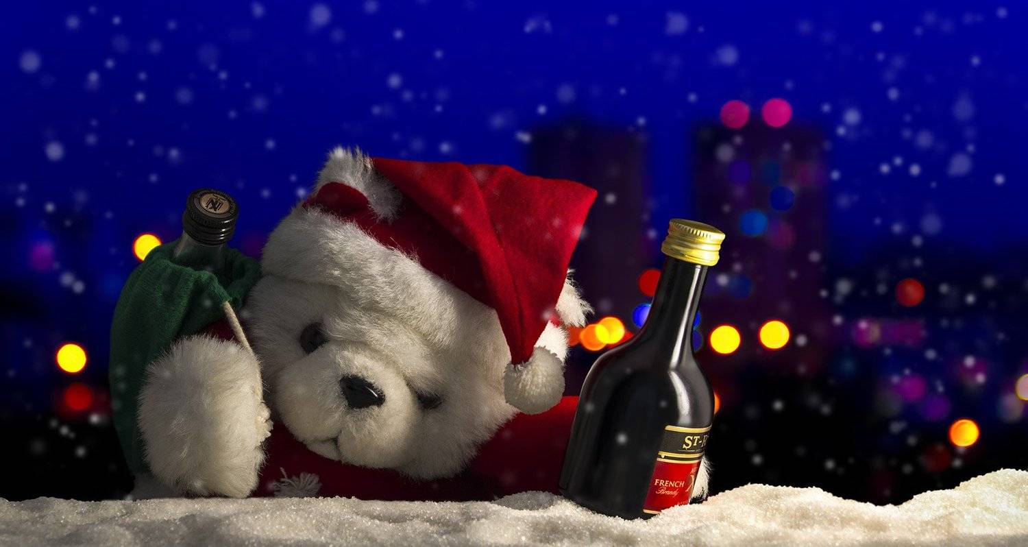 Мишка, Дед Мороз, Новый год, зима, снег, огни, мороз, алкоголь, Фото Брест