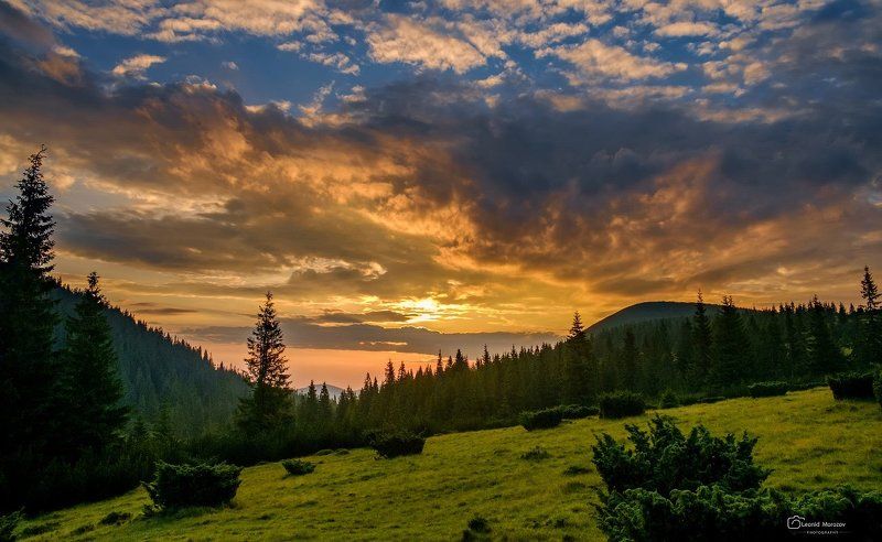 хребет. горы.лес.скалы. ветер. солнце. небо. фототур. рассвет фото превью