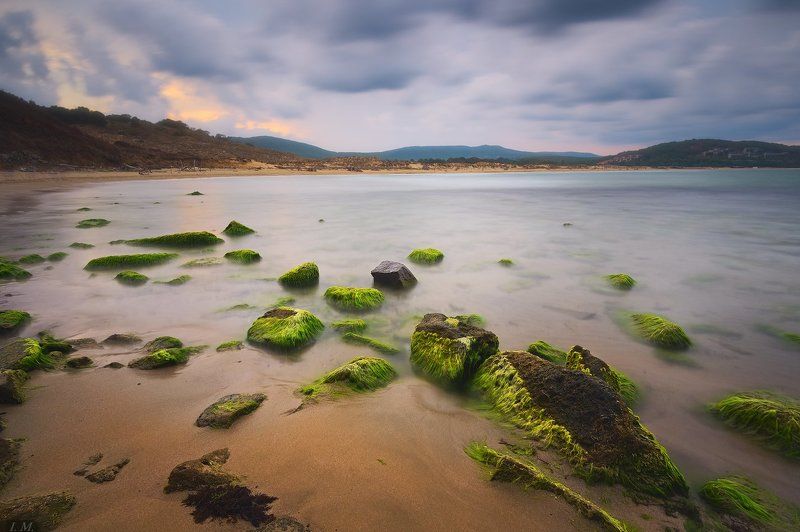 Bulgaria, evening, sky, water, Болгария, вечер, дюны, камни, Черное море, black sea, Dunes, Arkutino, Аркутино	 strange evening .. фото превью
