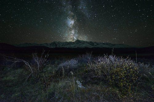 Северо-Чуйский хребет в ночи.