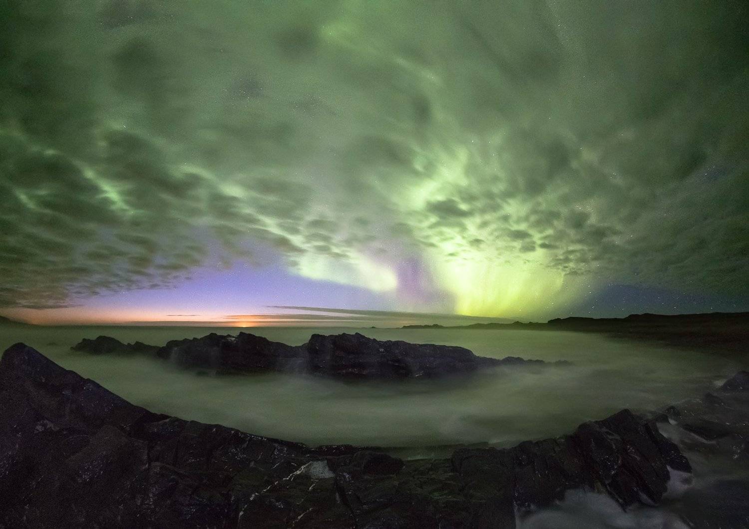северное сияние,полярная ночь,рыбачий,баренцево море, Александр Манжосов