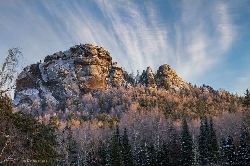 Столбы, заповедник, зима, скала, Второй, Митра, закат Пара минут жизни декабрьских Столбов фото превью
