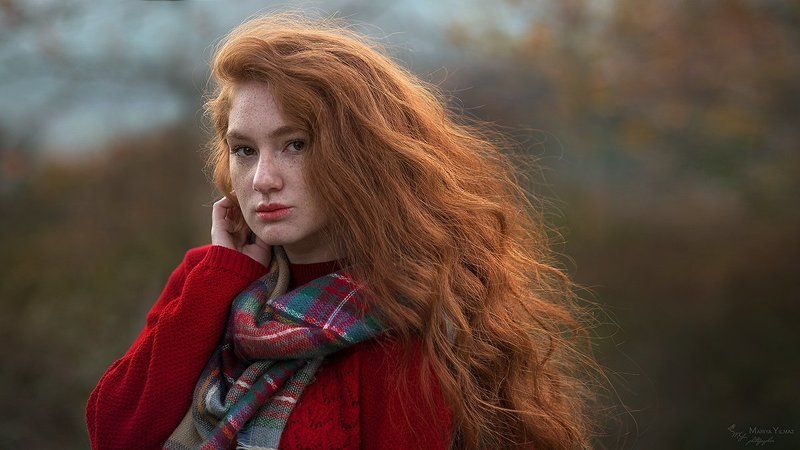 Веснушки, Мария йылмаз, Настроение, Никон д610, Одиночество, Осенние листья, Осень, Рыжая, Рыжие волосы, Цвет стамбульский декабрь... фото превью
