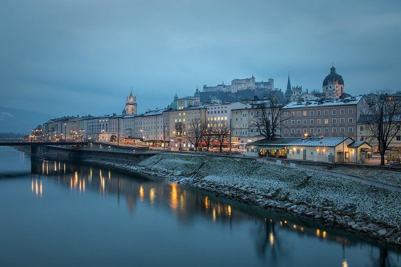 зальцбург, австрия, европа, зима Вечерний Зальцбург фото превью