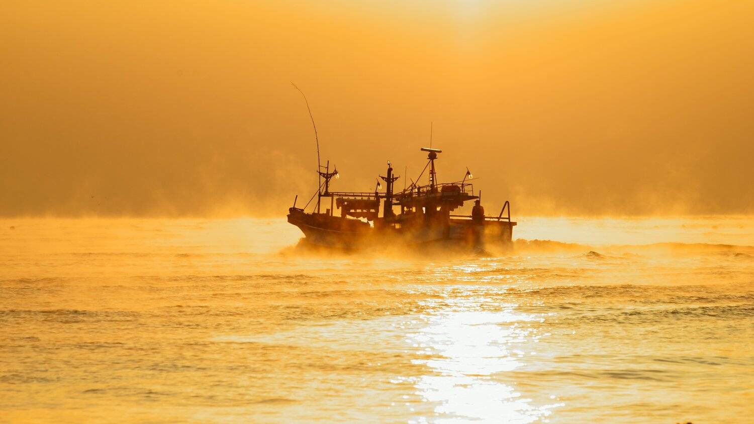 asia,korea,ulsan,sea,seascape,sunrise,fishing boat,fog,light,sunlight,new year,horizontal,waves,reflection,, Shin