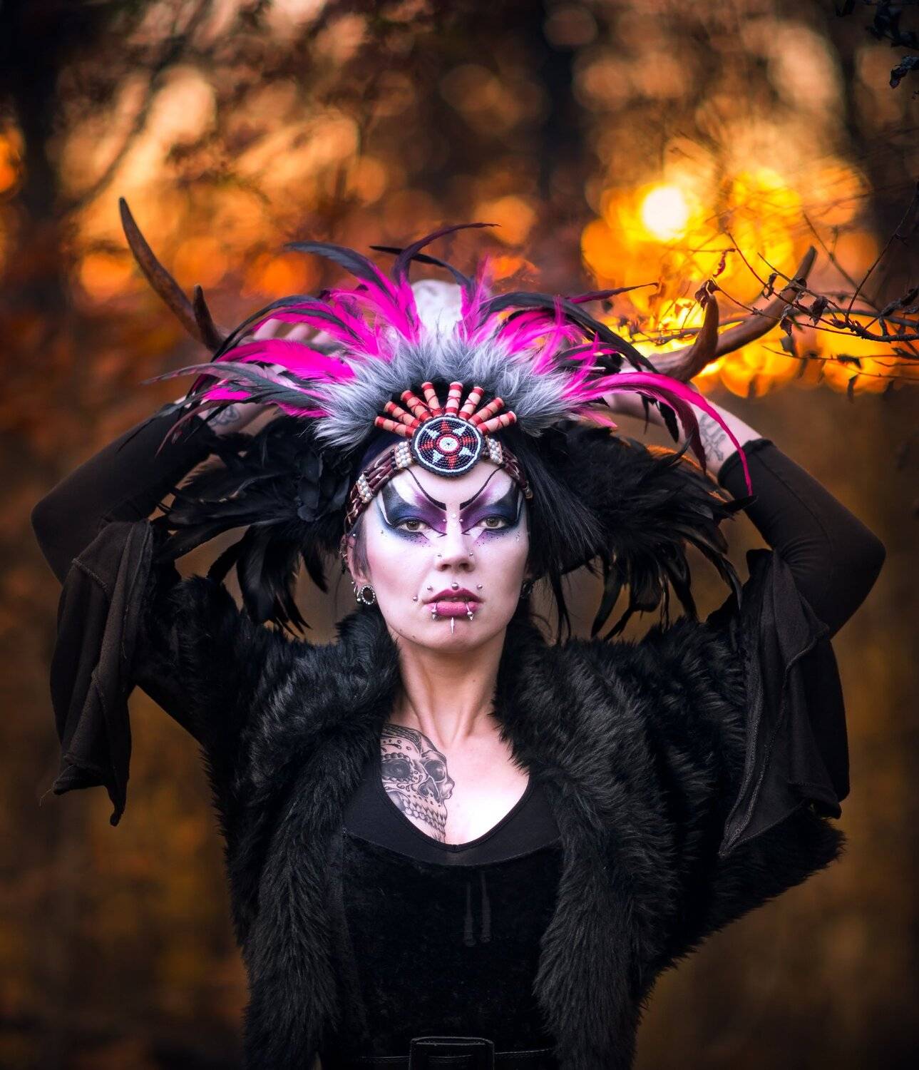 gothic, portrait, skull, sunset, Jarkko J&auml;rvinen