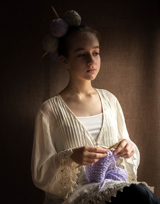 #girl # knitting #yarn # dreaming #iloveit #beautiful #happiness #children #mykids #nicepic **** фото превью