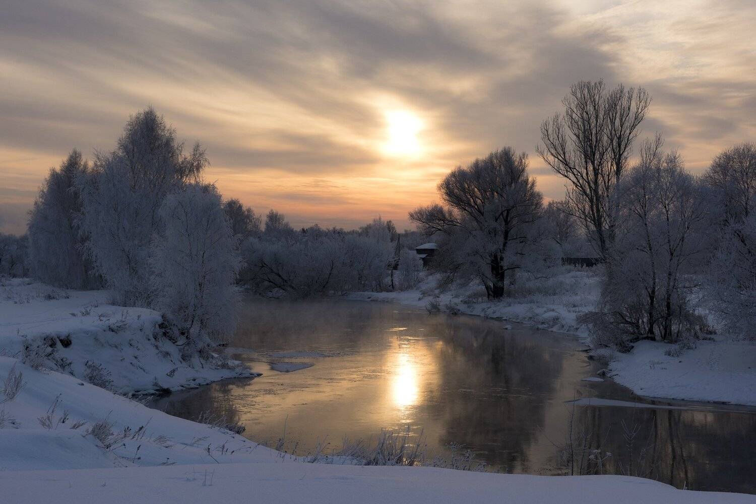 вечер, зима, подмосковье, река, Владимир Штыриков