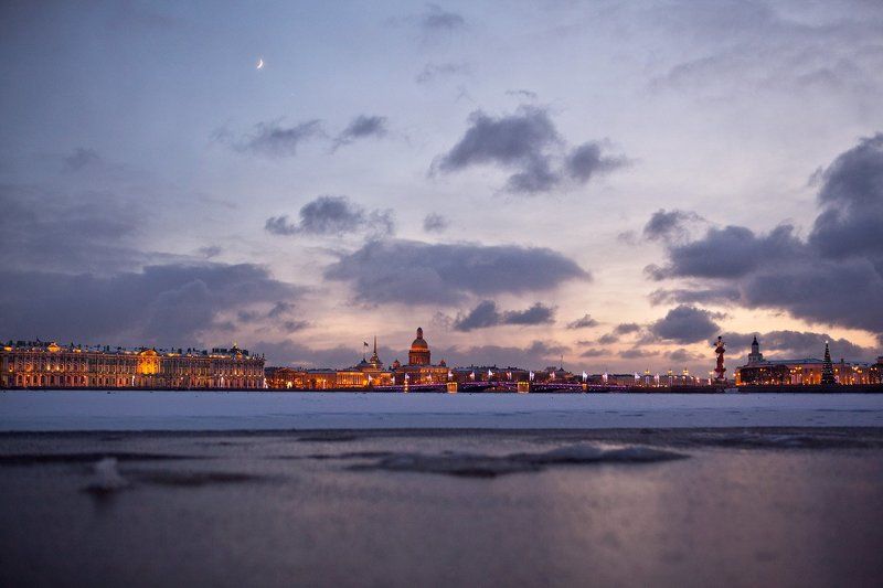 санкт-петербург, зима, мороз, закат, огни, рождество, город рождество фото превью