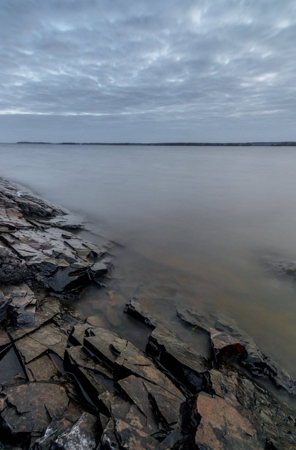Берег, скалы, карелия, вода, длинная выдержка, Михаил Проскалов