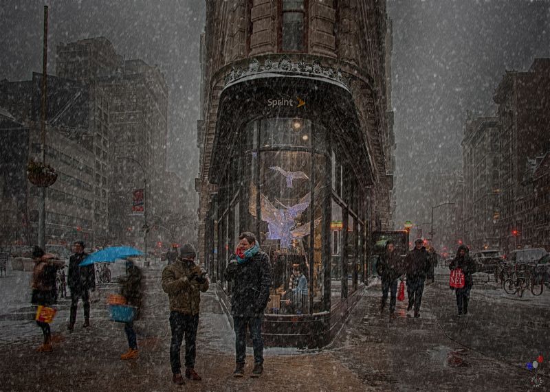 flatiron building, snow, new york, Кофе со снегом в Рождество фото превью