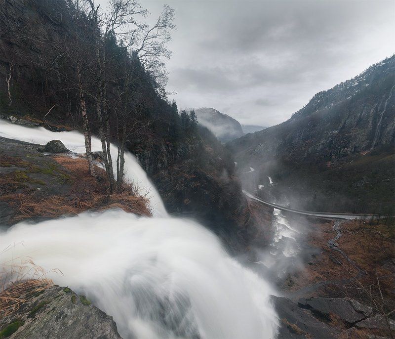 Skjervsfossen Waterfall Skjervsfossen Норвегия Водопад Skjervsfossen фото превью