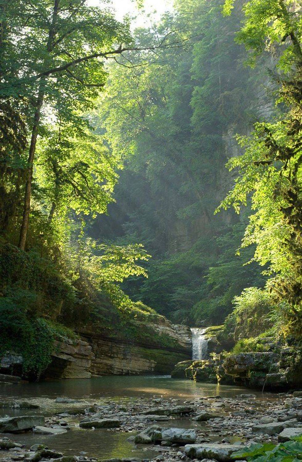 псахо, водопад, каньон, утро, Evgenia Shilova