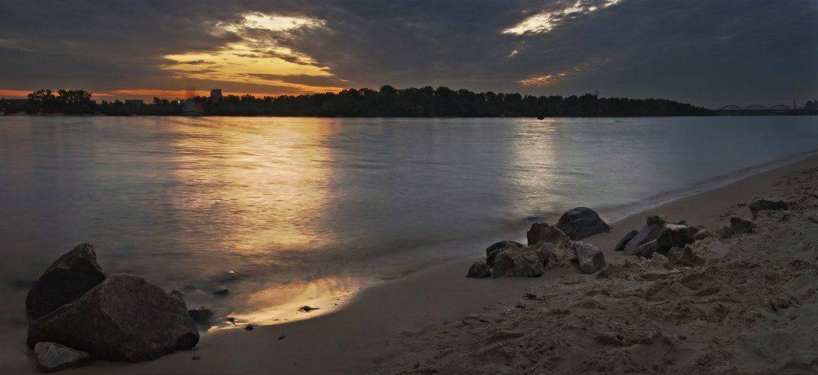 вечер, закат, берег, Михаил Мочалов