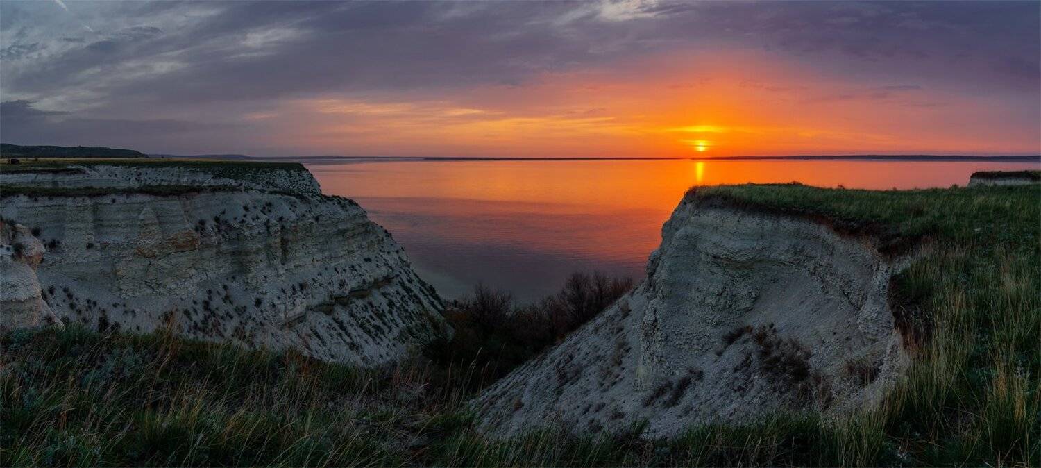 природа, пейзаж, река, волга, восход, берег, утро, рассвет, весна, панорама,, Альберт Беляев