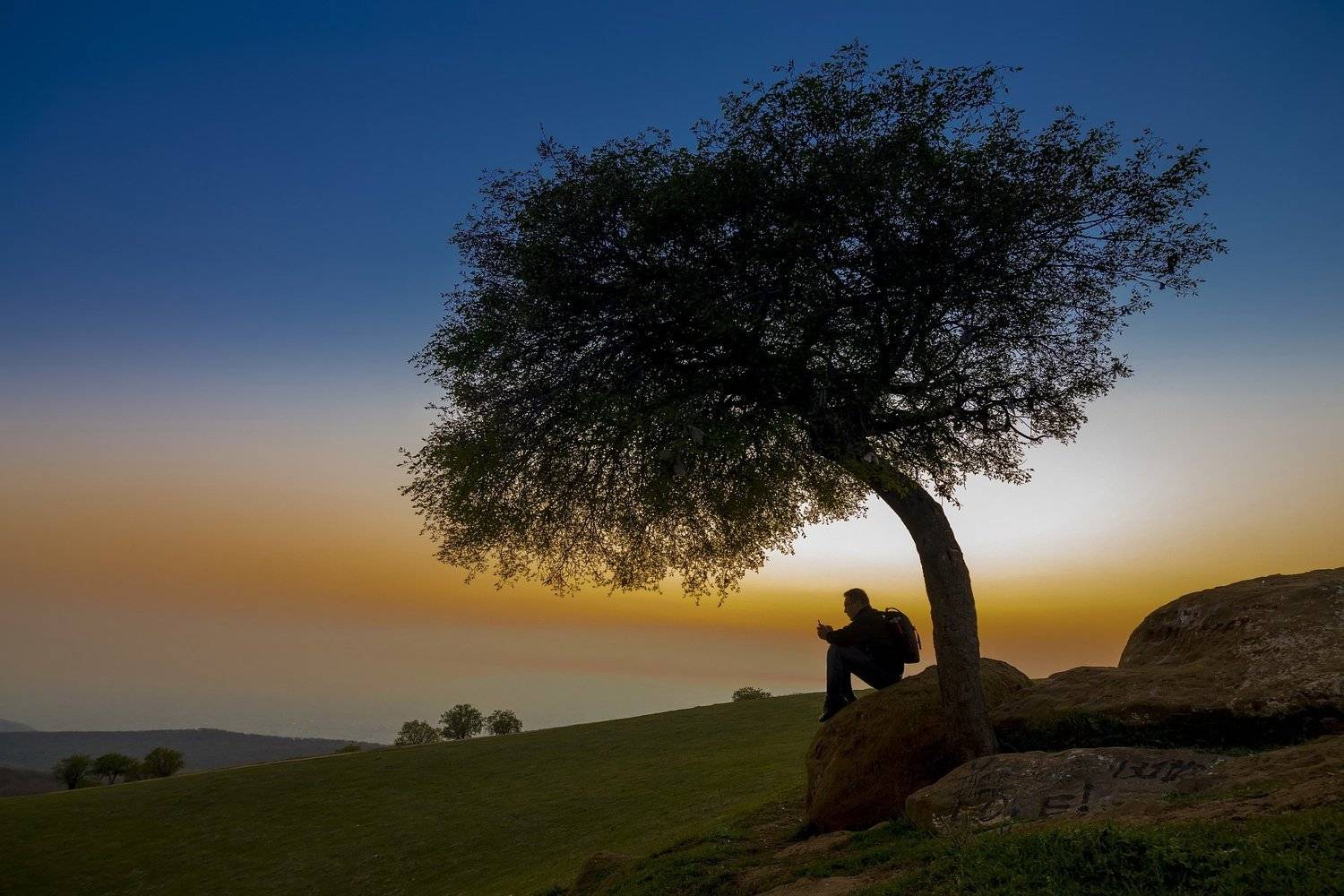 закат, дерево, силуэт, камень, природа, пейзаж, небо, кыргызстан, киргизия, средняя азия, красота, Марат Сайранбаев
