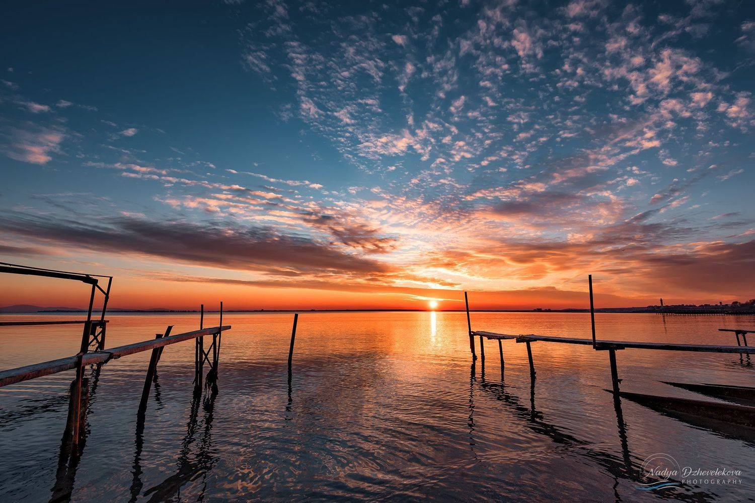 sunset, seascape, sky, sun, clouds, cloudscape, sea, Надя Джевелекова