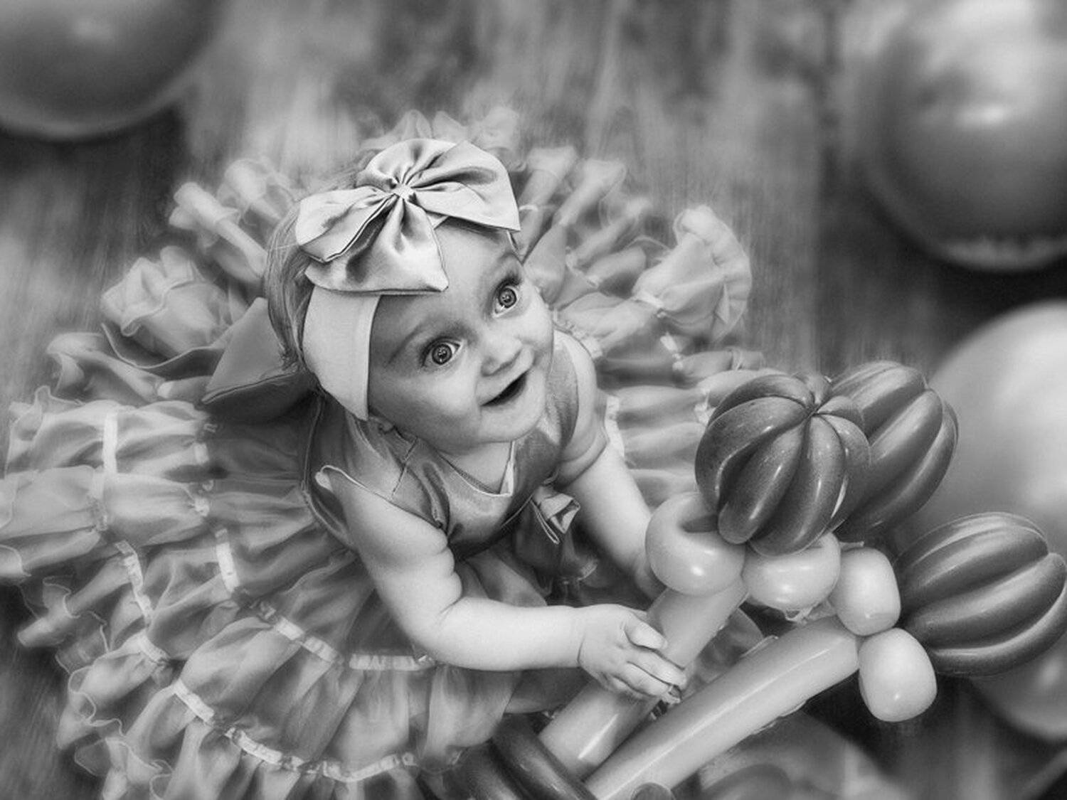 девочка, портрет, праздник, платье, наряд, день рождения, ч/б, красивая, ребенок, Сергей Гойшик