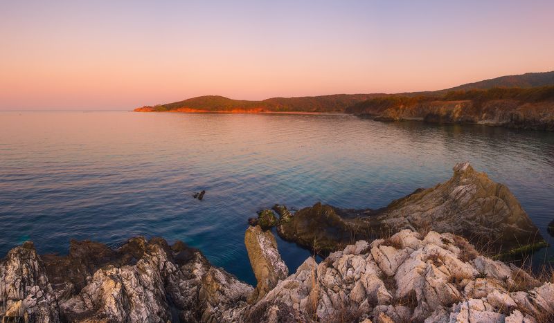 Болгария, Дюны, Аркутино, скалы, залив, берег, Черное море, вечер, панорама, Bulgaria Тихий вечер фото превью