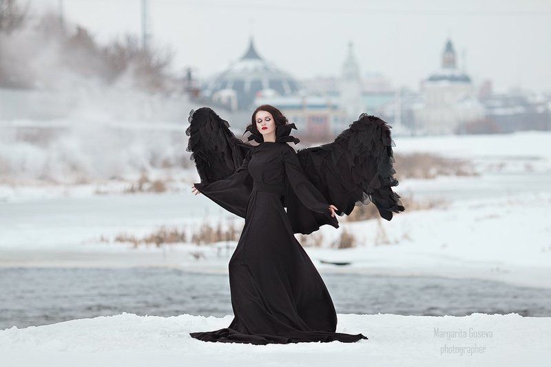 черный ангел black angel зима город храм церковь девушка крылья маргарита гусева Черный ангел фото превью