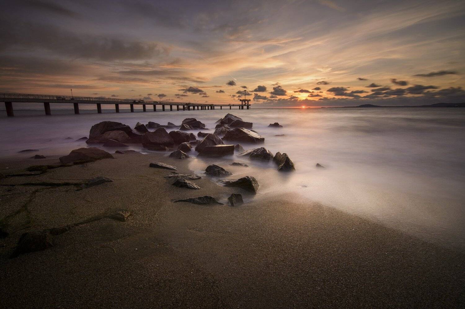 sunrise, beach, bridge, rocks, sea , clouds, beautiful, colorful, incredible, majestic, nikon , tokina, Radoslav Sviretsov
