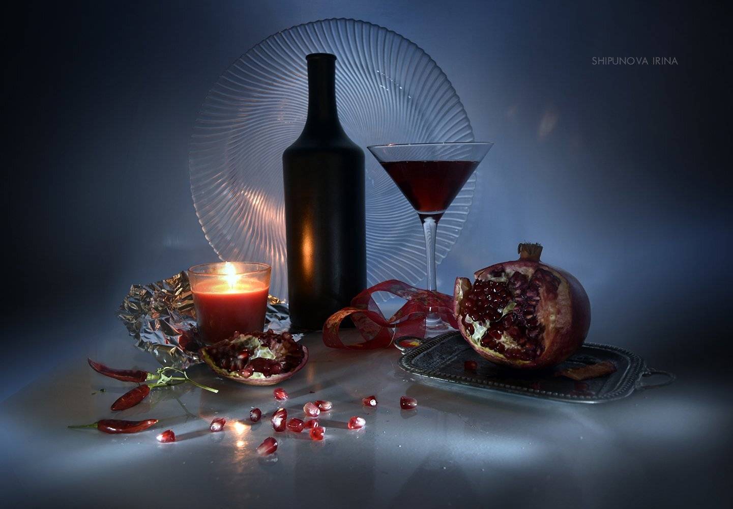 гранат бутыль свеча бокал фольга, Шипунова Ирина