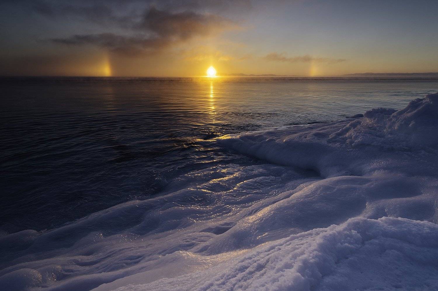 север, пейзаж, гало, море, зима., Евгений Труфанов