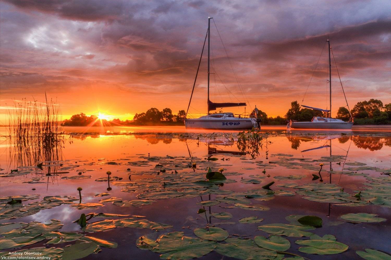 дубна, пейзаж, лето, рассвет, туман, canon, Андрей Олонцев