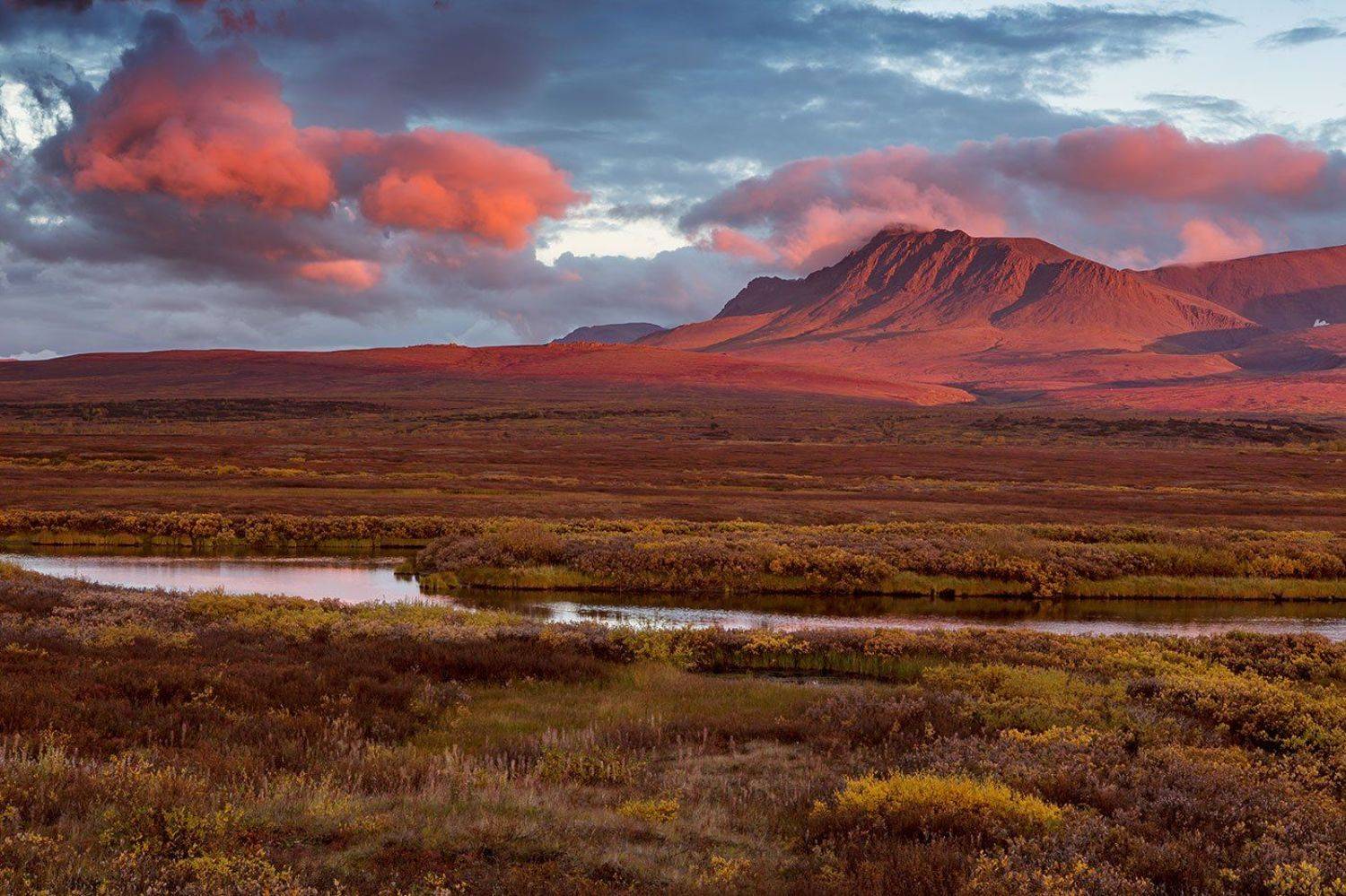 закат, горы, река, красный, Сергей Карпухин