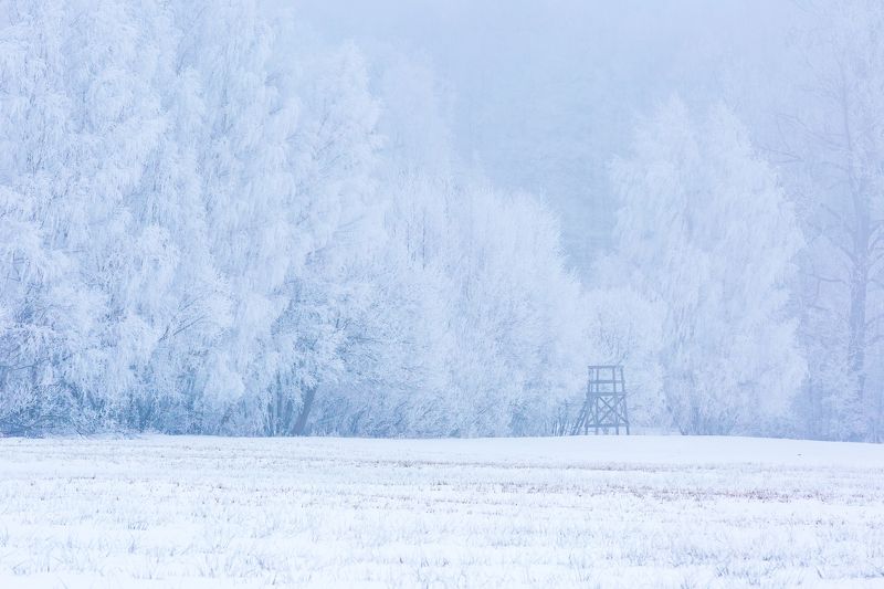 landscape, poland, winter, hoarfrost Raised hide фото превью