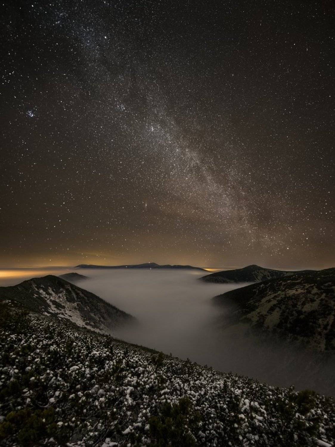 night, stars, krkono&scaron;e, milky way, milkyway, Jakub M&uuml;ller