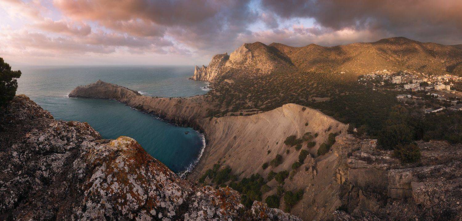 Крым, Россия, Черно море, Новый Свет, Судак, Коба-Кая, мыс Капчик, рассвет, пейзаж, природа, можжевельник, Лузанов Вячеслав