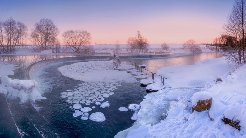 беларусь, вечер, дрозды, зима, парк Вечер перед Рождеством фото превью