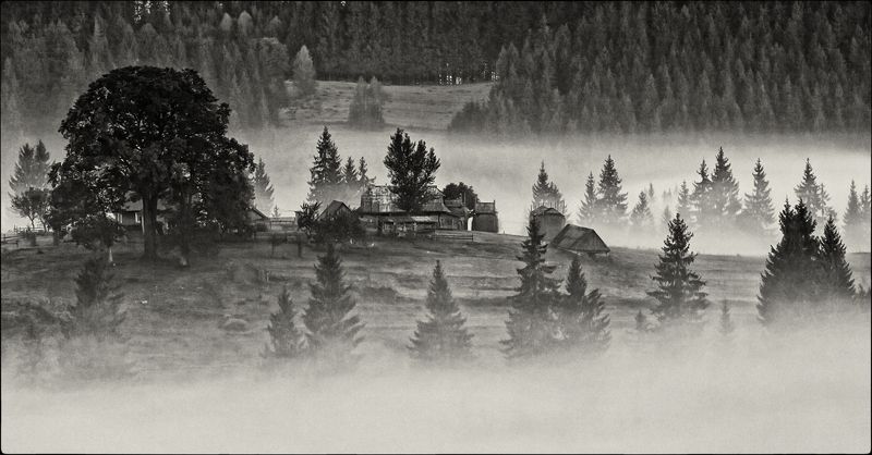 карпаты,	осень, поселок, туман, утор,	сенечив Там, за туманами... фото превью