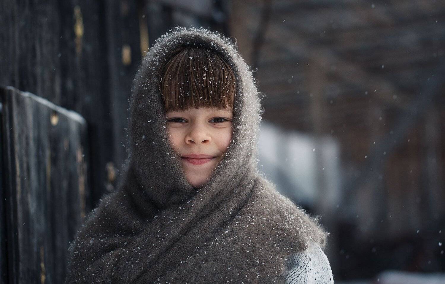 девочка, дети, деревня, зима, Евгений Толкачёв