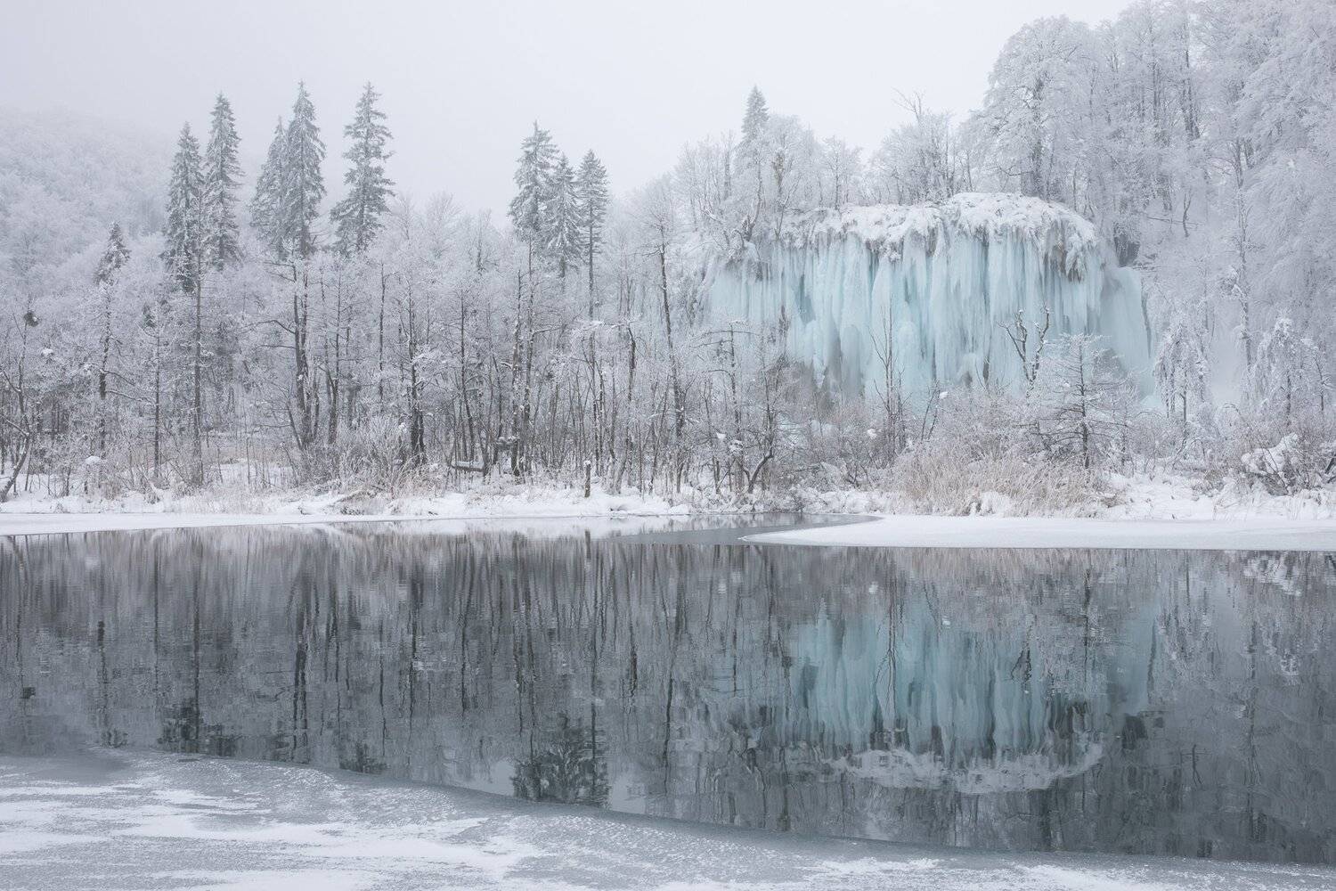 Плитвицкие, озера, водопад, зима, Марина Маликова