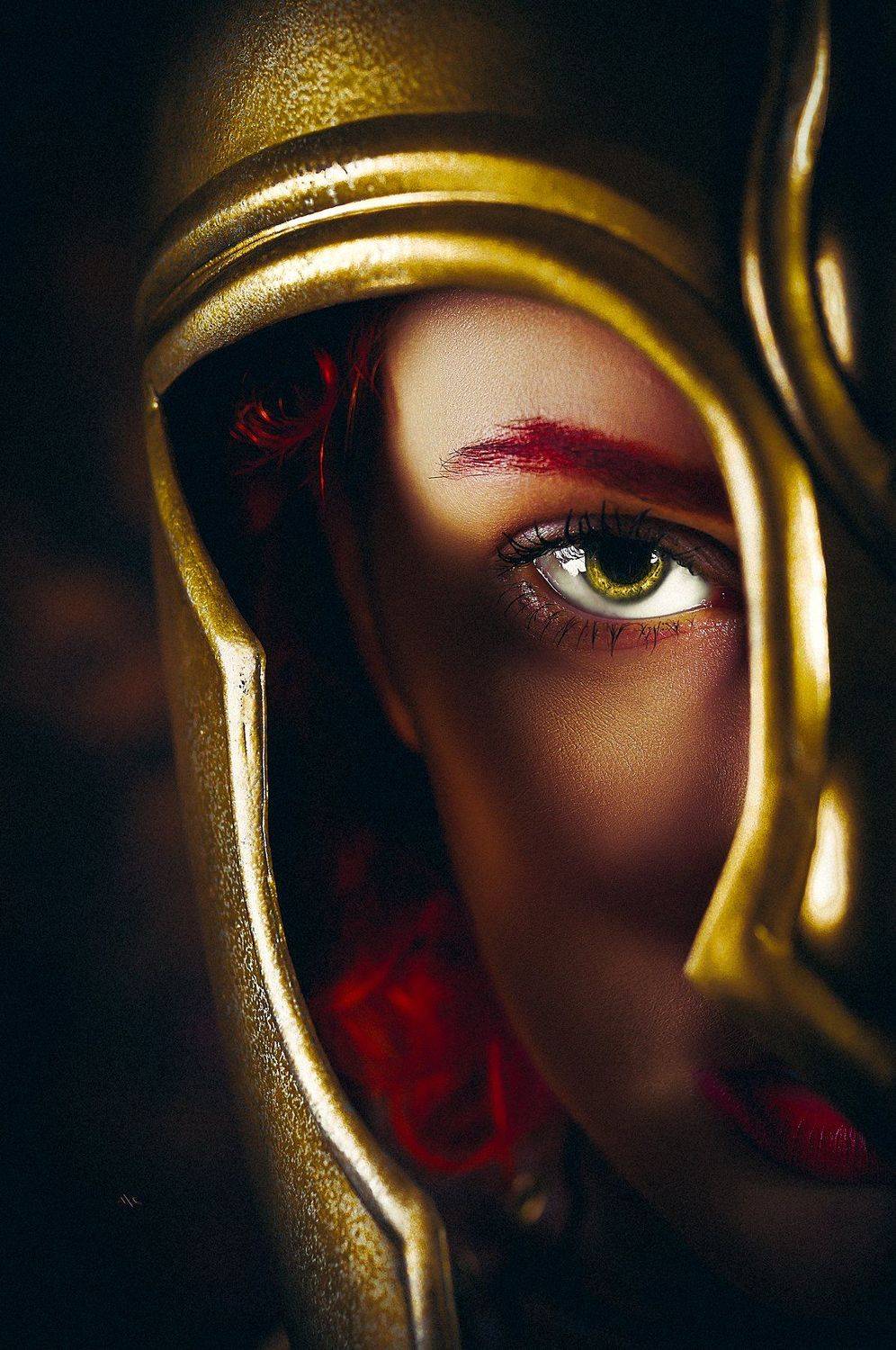 woman, portrait, helmet, spartan, studio, mood, Руслан Болгов (Axe)