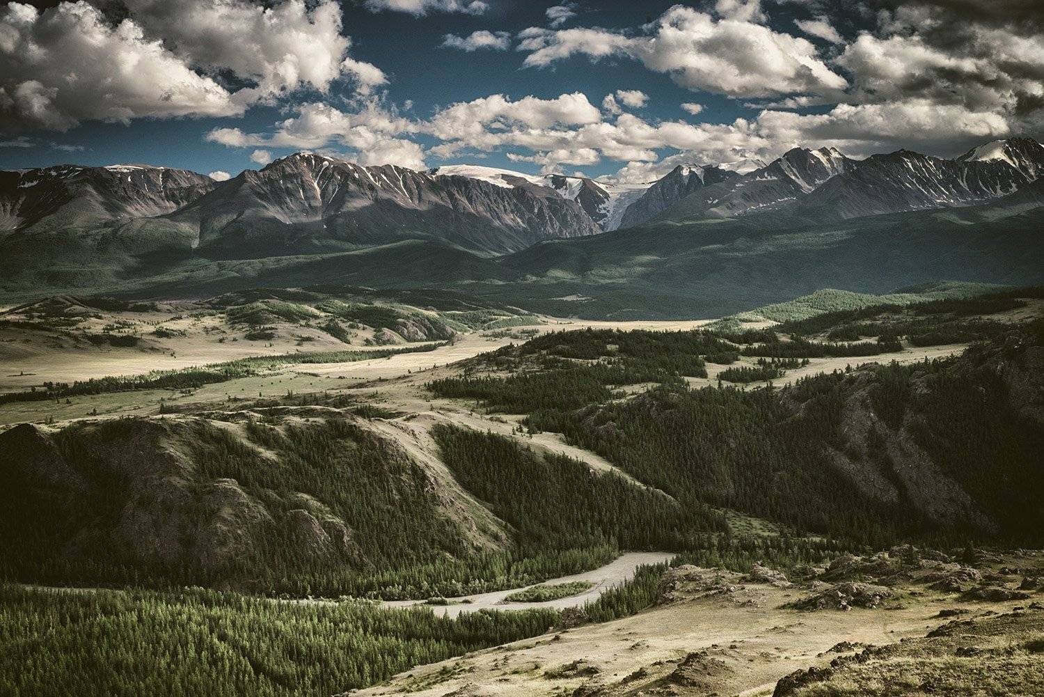 алтай, чуя, северо-чуйский, хребет, курай, курайская, степь, лето, путешествие, облака, небо, горы, ледник, снег, вершины, Игорь Токарев