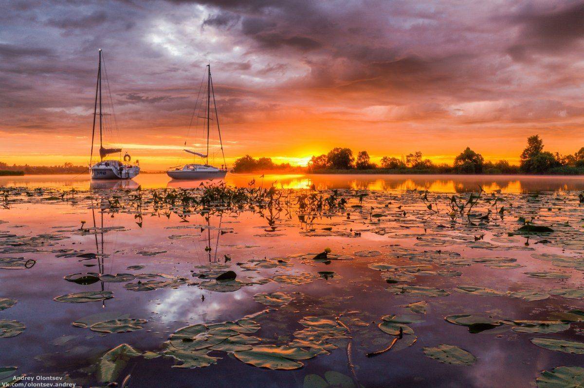 дубна, пейзаж, лето, рассвет, туман, canon, Андрей Олонцев