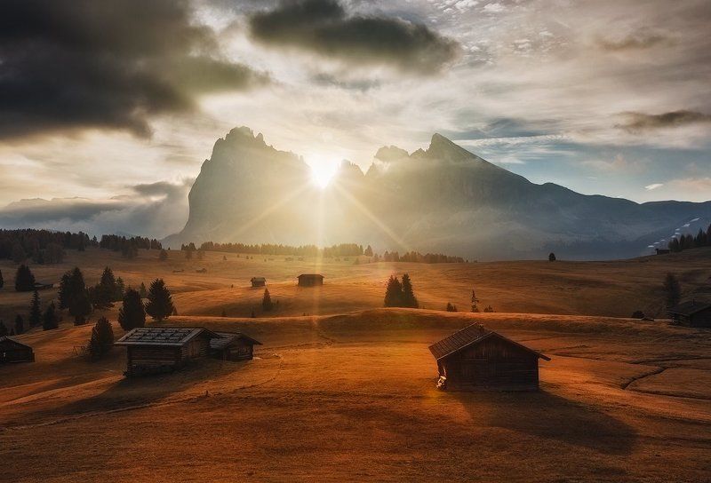 dolomites, sunrise, alps, Seiser Alm фото превью